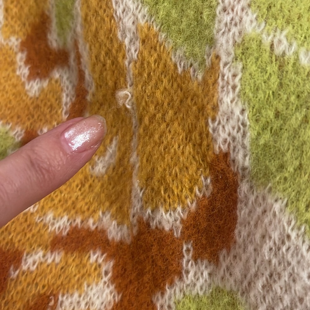 ✨BNWT🌸 Free People BL🌸🌸M Cardigan orange lime combo SOLD OUT! XS OVERSIZED - Picture 8 of 11
